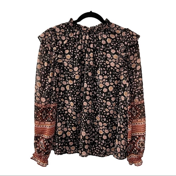 Rachel Zoe Moody Floral Oversized Ruffle Puff Sleeve Size S - Picture 1 of 12